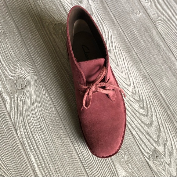 Clarks Bushacre Suede Desert Chukka Boots Wine Burgundy sz 9 - Picture 8 of 8